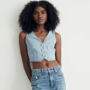 Madewell Cotton-Hemp Denim Katrina Crop Vest Top